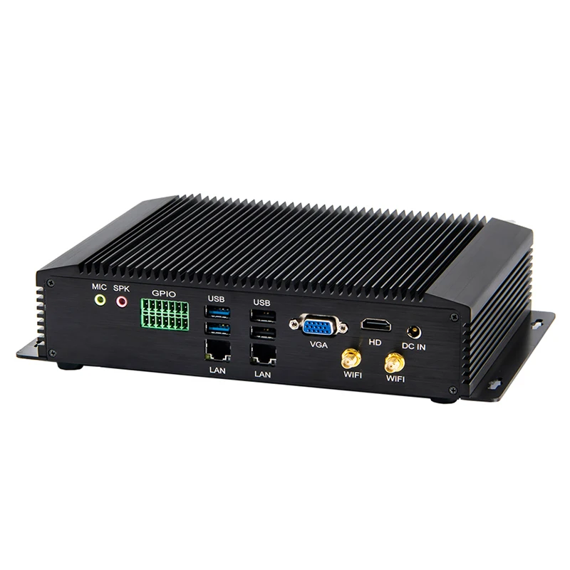 Mini PC Windows 10, Core i5-8350U/i5-7200U, 6 x RS232/422/485, 8 x USB, 2 x LAN, HDMI, VGA, GPIO éventuelles 2, DDR4, fanless