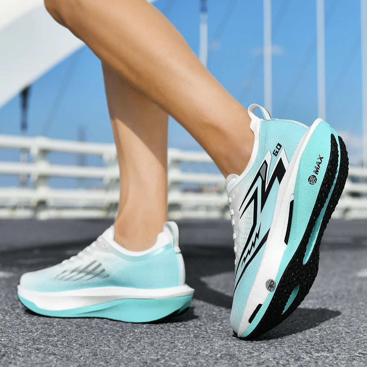 Sepatu Lari Pelat Karbon Profesional untuk Maraton, Ringan, Empuk, Bernapas, Sneakers Olahraga