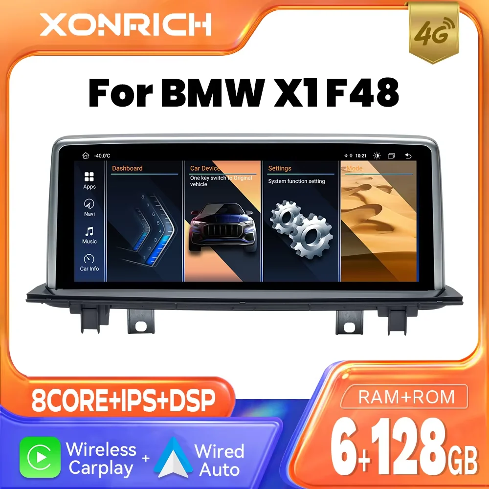 Wireless Carplay Android 14 Car Radio Multimedia For BMW X1 F48 2016 2017 NBT 10.25