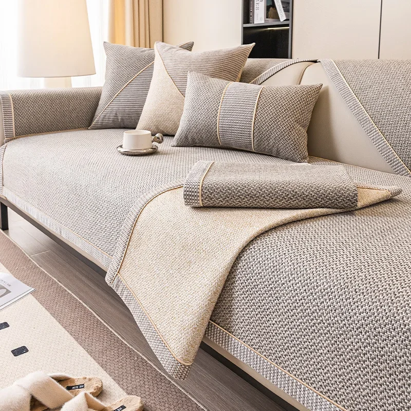 Linen Sofa Cushion for All Seasons Universal Non-slip Sofa Cover Cover New 2024 Backrest Cover Cloth Towel Woven Cotton