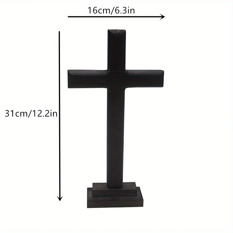 1PC Catholic Christian Solid Wood Pine Carbon Black Cross Decoration Wooden Cross Handmade