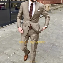 Men's 2-piece suit (jacket+pants) single-breasted brown gentleman jacket wedding engagement ball concert dating summer tuxedo