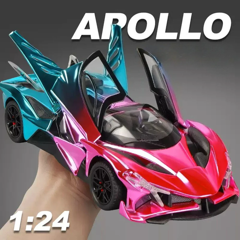 

1:24 Apollo EVO IE Alloy Model Diecast Toys Car Ornament Sound Light Pull Back Doors Opened Miniature Vehice Kids Friend's Gifts
