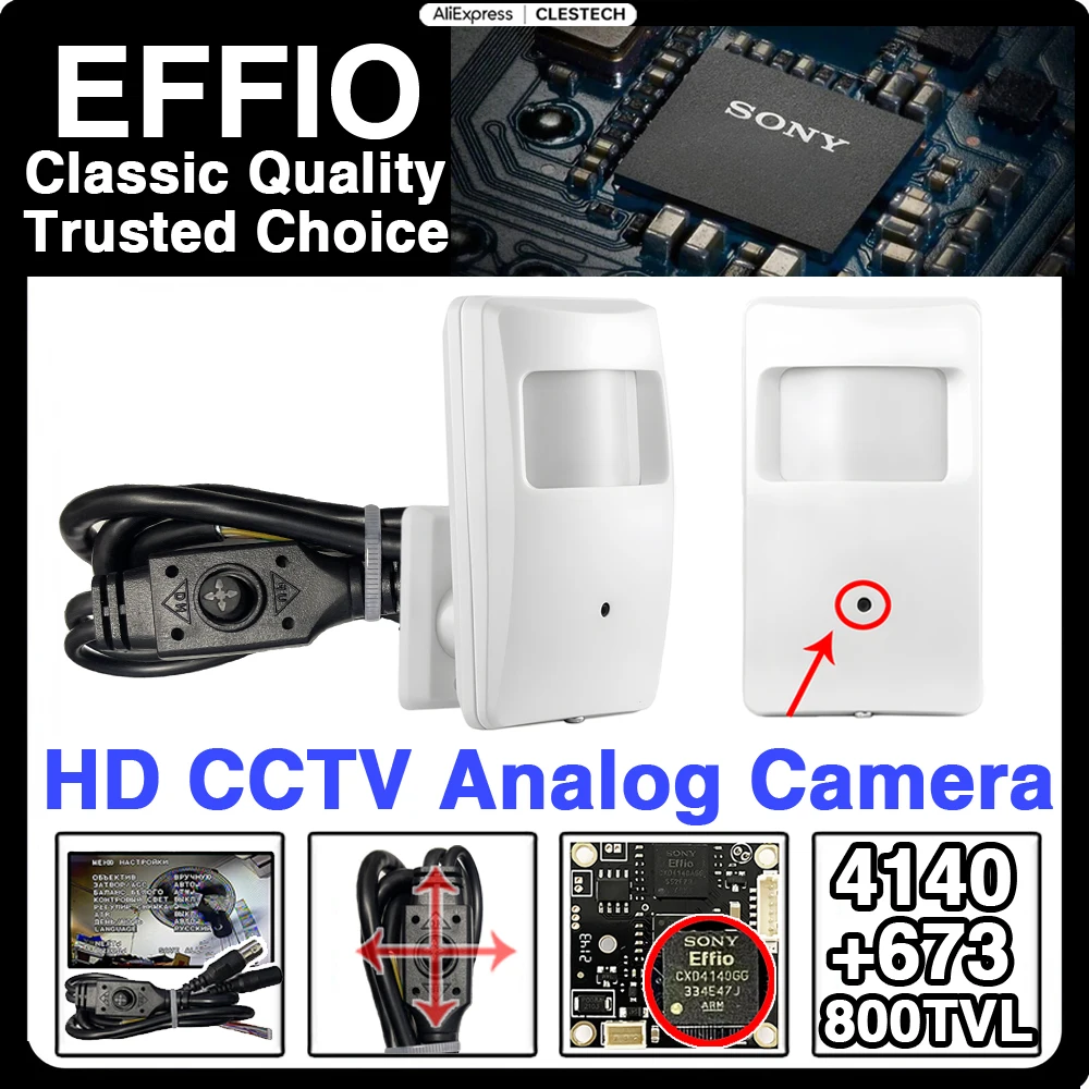 Detector Cone Lens Sony Effio HD Mini CCTV Camera 800TVL CCD 4140+673 Analog Top OSD Menu Security Monitor Compatible TV bracket