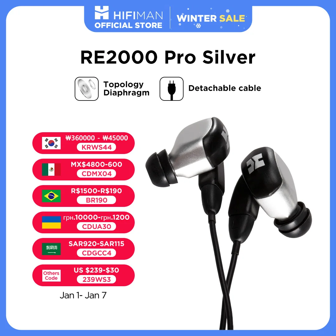 HIFIMAN RE2000 Pro Silver In-Ear Monitor with Topology Driver