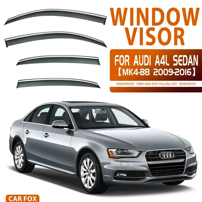 4Pcs Window Visor For AUDI A4L SEDAN MK4-B8 2009-2016 Weathershield Sun Rain Deflector Guard Car Window Deflector