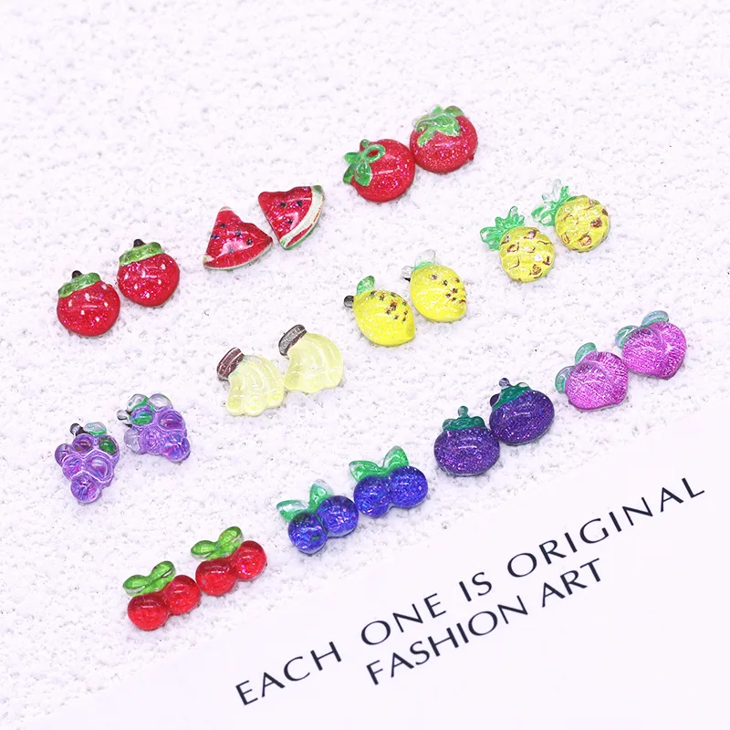 50 SZTUK Akrylowych Ozdób do Paznokci 3D w Kształcie Owoców, Wiśni, Truskawki, Akcesoria do Dekoracji Paznokci, Materiały do Manicure