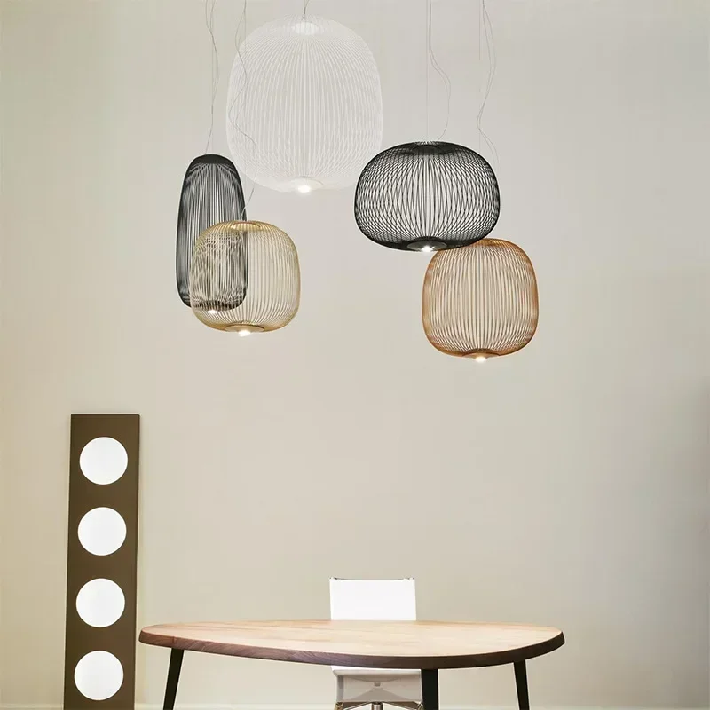 

Modern Wrought Iron Birdcage Pendant Light Creative Ceiling Chandelier Decor Dining Table Bar Counter Bedroom LED Hanging Lamp