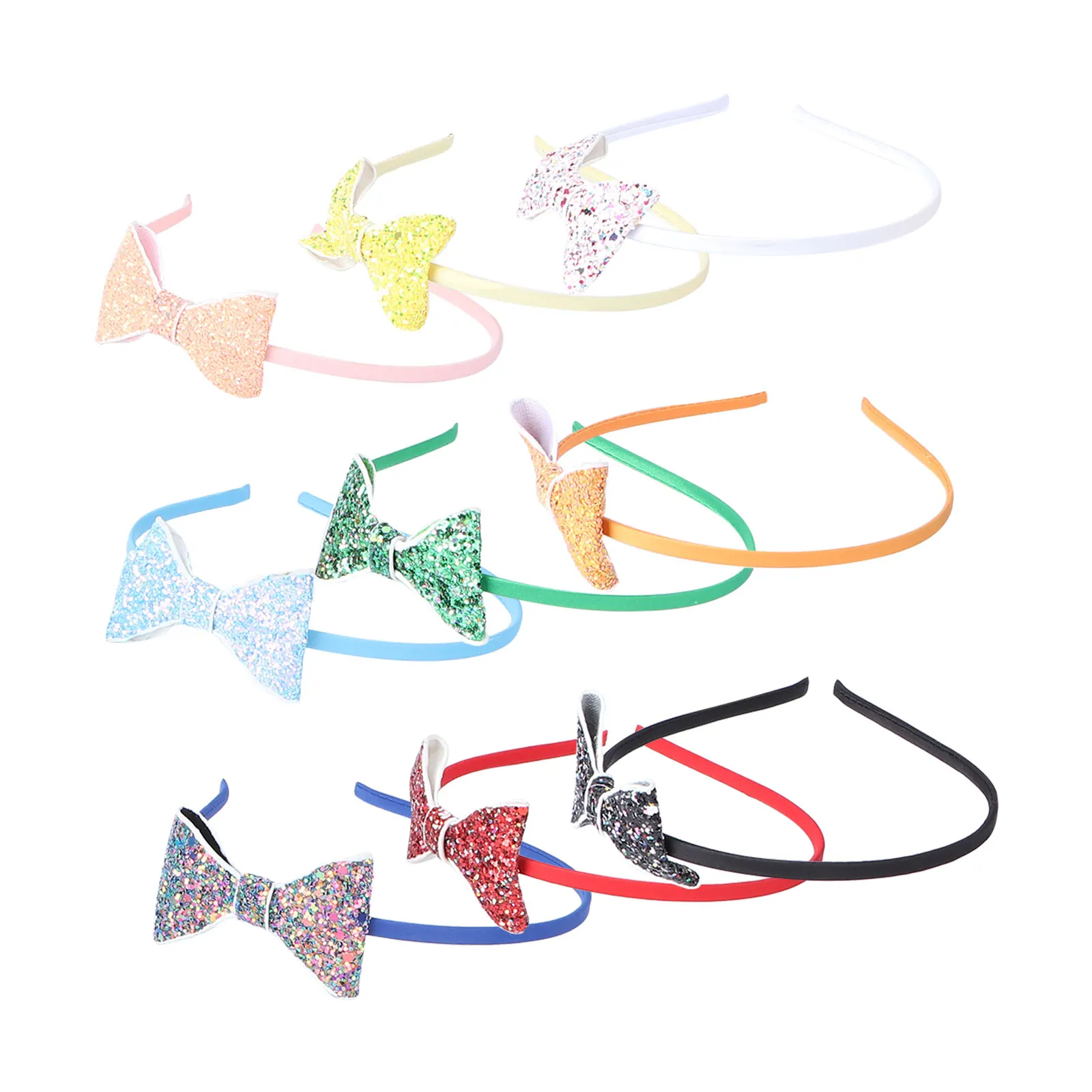 

9pcs Shimmering Glitter Bowknot Women Fashion Hairband Birthday Ceremony Accessories Hair Women Bowknot Hair Bands Styling
