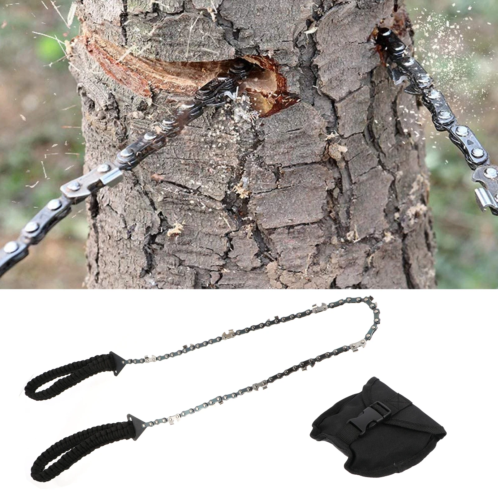

Handheld Wire Saw Portable Camping Gear Emergency Tool Pocket Chain Garden Logging Hand Strap Handles Multipurpose Survival