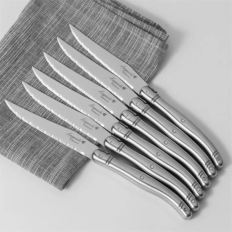 Laguiole Steak Knife set Stainless Steel Dinner Knives Forks Silver Dinnerware Kitchen Table Knifes Hollow Handle 9in 2-10pcs