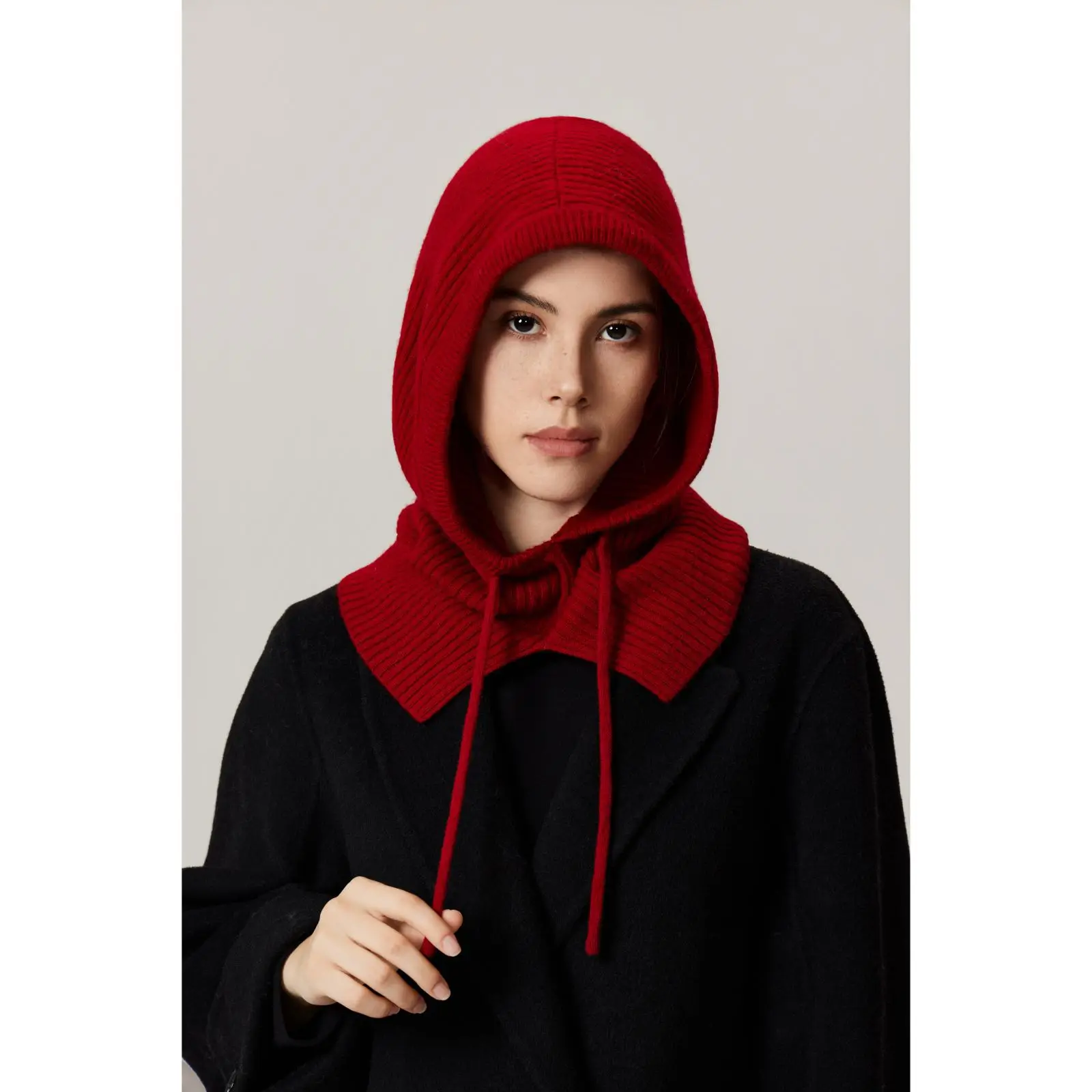 100% Wool Balaclava - Autumn Winter Korean Style, High-End Knit Hat & Scarf, Minimalist Warm Headwear for Cold Days