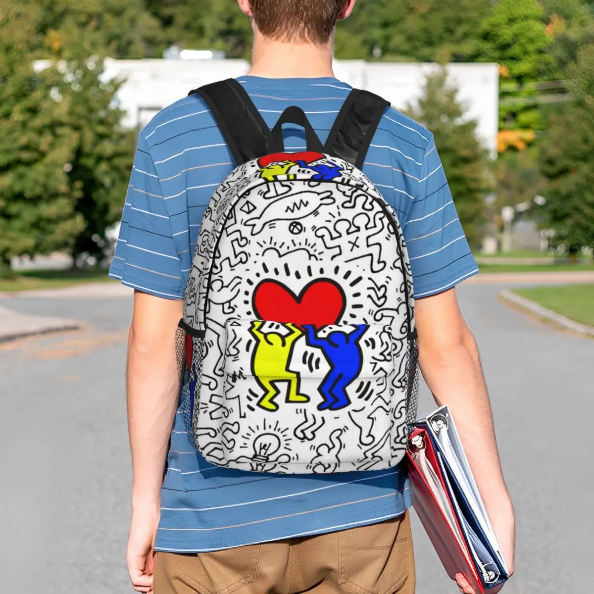 Personalized Own Mine Paintings Art Haring Backpack Women Men Basic Bookbag for School College Graffiti Pop Art Bags