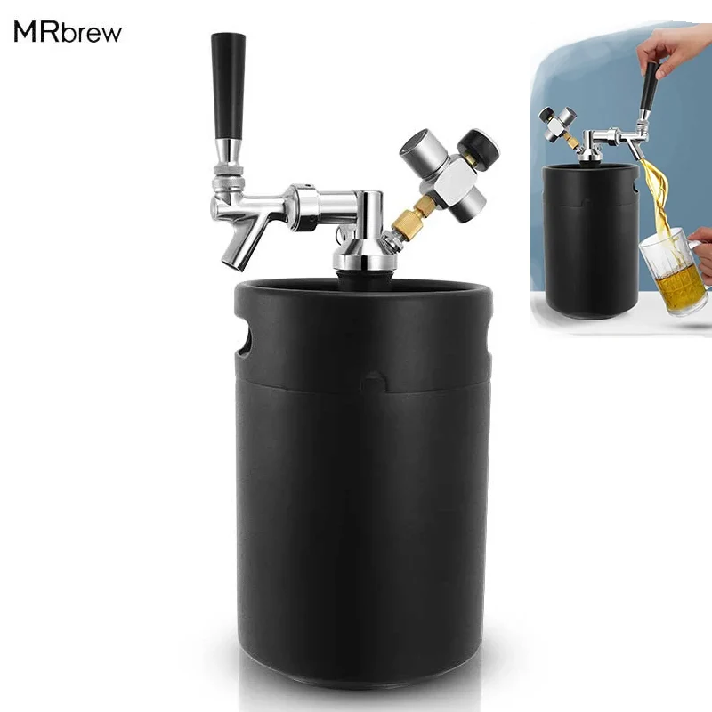 Pressurized Keg System 5L Mini Keg Growler & Beer Faucet & Co2 Regulator Portable Draft Beer Dispenser