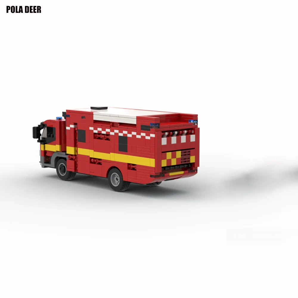 Poladeer-piezas de bomberos de la ciudad de Londres, vehículo de comando, diseño creativo, bloques de construcción ensamblados, modelo de juguete para niño, regalo de vacaciones, 994