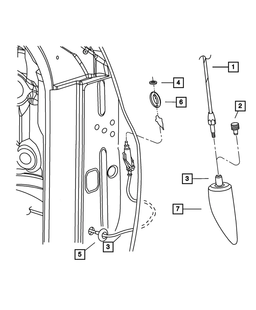 fit for Ram 1500, Ram 2500, Ram 3500 between 2005 -2007 Antenna Cable 56043089AF