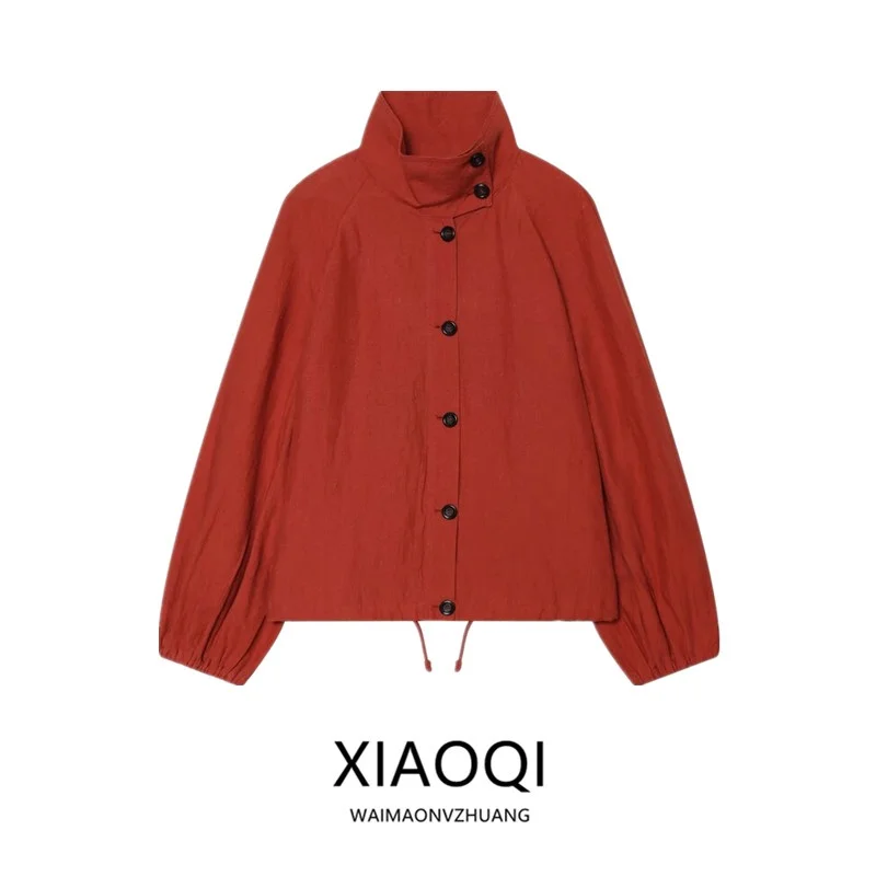 

Casual Style Long Sleeve Jacket Women's Versatile Outerwear Summer 2026 Loose Fit Button Closure No Hat Included