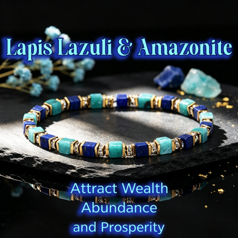 Natural Lapis Lazuli Tianhe Stone Block Color Blocking Elastic Bracelet, Symbolizing Wealth Abundance, Men's and Women's Bracele