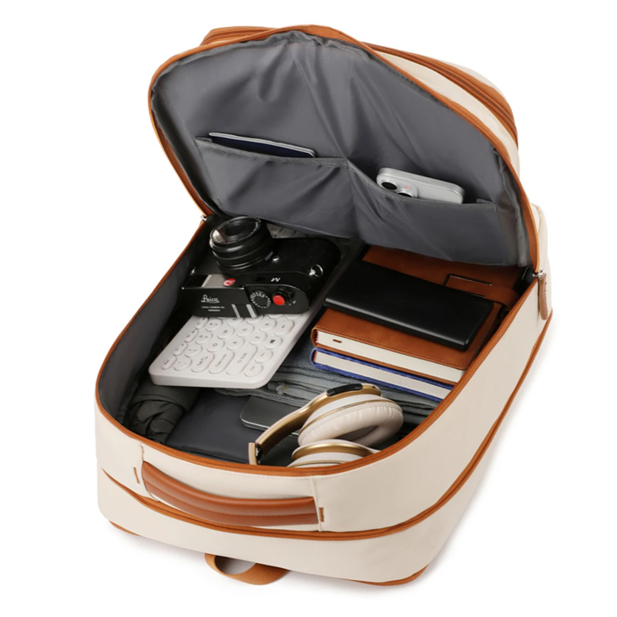 حقيبة ظهر أكسفورد قابلة للتوسيع مع جيوب رطبة وجافة - حقيبة كمبيوتر محمول متعددة الأغراض ومنفذ USB وسحابات مزدوجة لحقيبة أمتعة سفر الأعمال