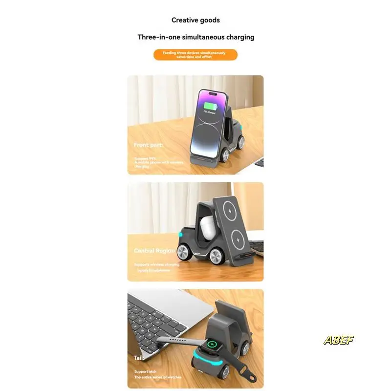 小型フォークリフトワイヤレス充電器急速充電充電ステーション 3 で 1 高速充電器ベーススタンド携帯電話用