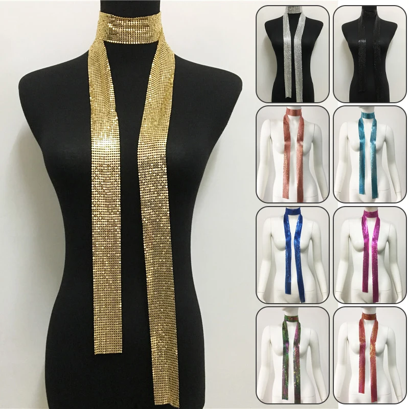 Fashion Metal Sequins Scarf Necklace Accessories Long Neck Stitching Alloy Collars With A Wide Range Of Clothing Collocation