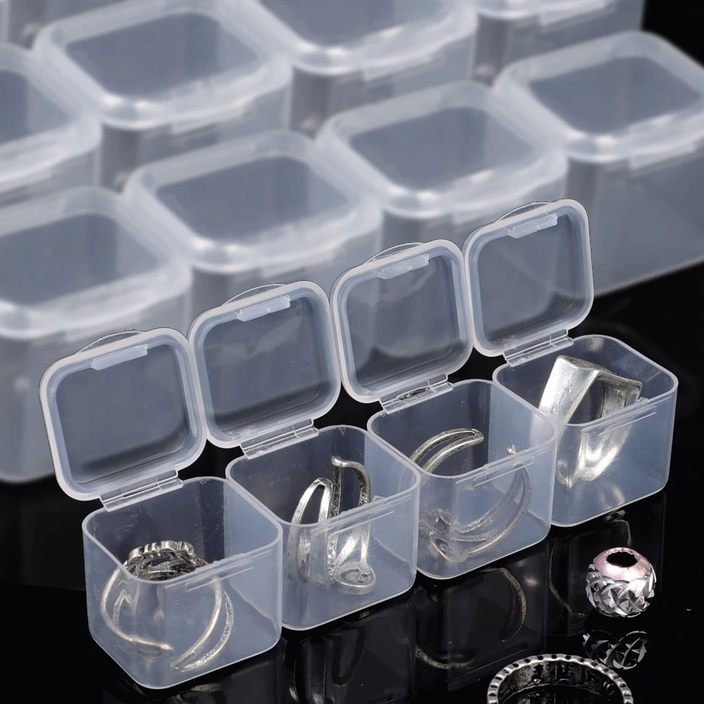 50/1pcs Mini Boxes Rectangle Transparent Plastic Box Jewelry Storage Case Container Packaging Box for Collecting Small Items