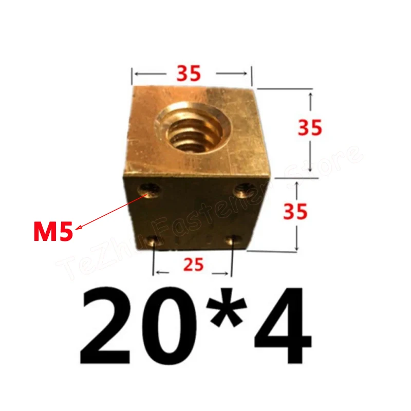 1pc T12 T18 T20 T25 T30 Brass Lead Screw Square Nut Trapezoid Screw Support Nut Right Thread