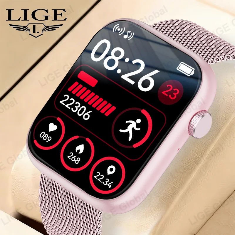 

LIGE New Bluetooth Call Smart Watch For Android IOS Men Women Sports Fitness Heart Rate Blood Oxygen Smartwatch Dynamic Island