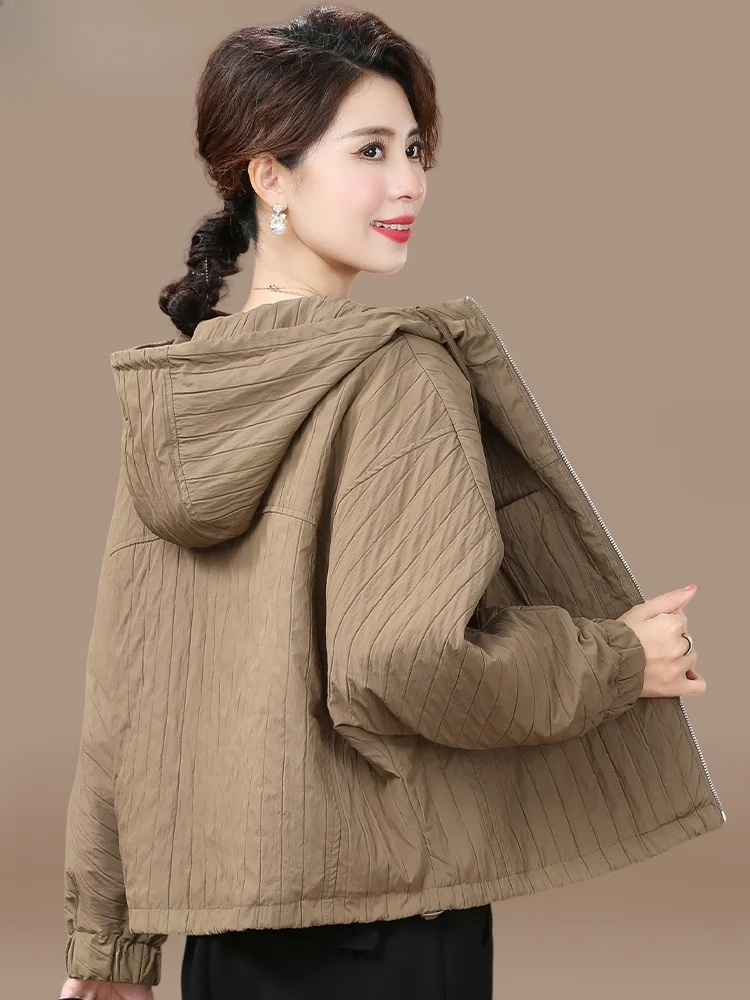 

plus Size ort Jaet Women's Autumn Faion Outerwear Loose Fit Polyester Blend Zipper Closure Hooded Color Korean Sle