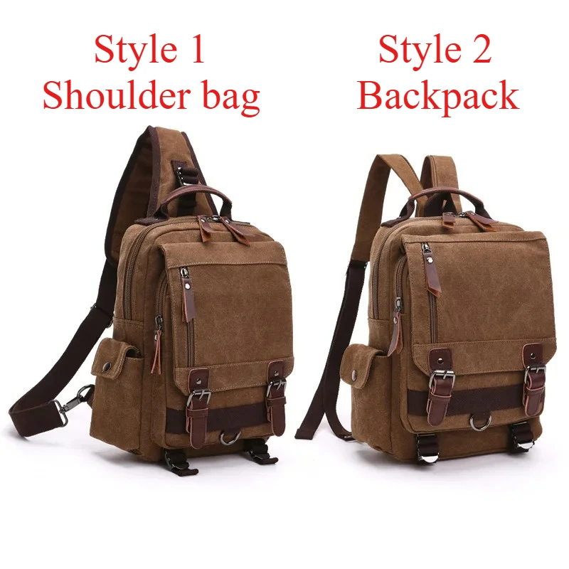 Unisex Canvas Bag Two Styles Available, Backpack & Sling Shoulder Bag Laptop Rucksack For Travel School Daily Work