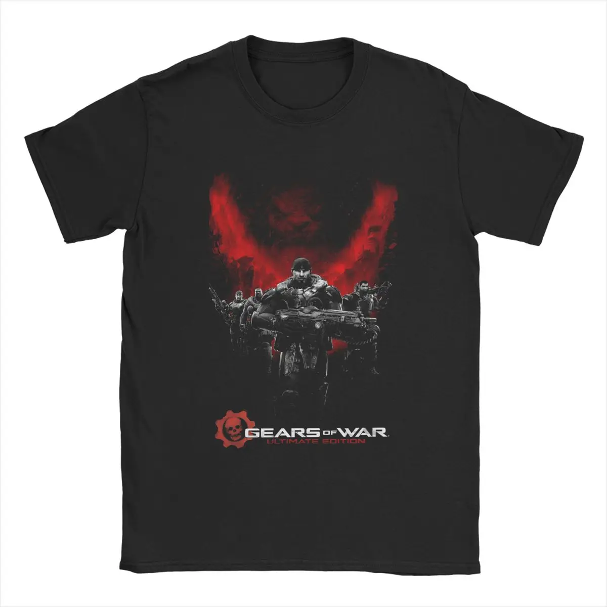 Men T-Shirt Gears Wars Vintage Pure Cotton Tees Short Sleeve Shotting Game Crimson Omen T Shirts Crew Neck Clothes Gift