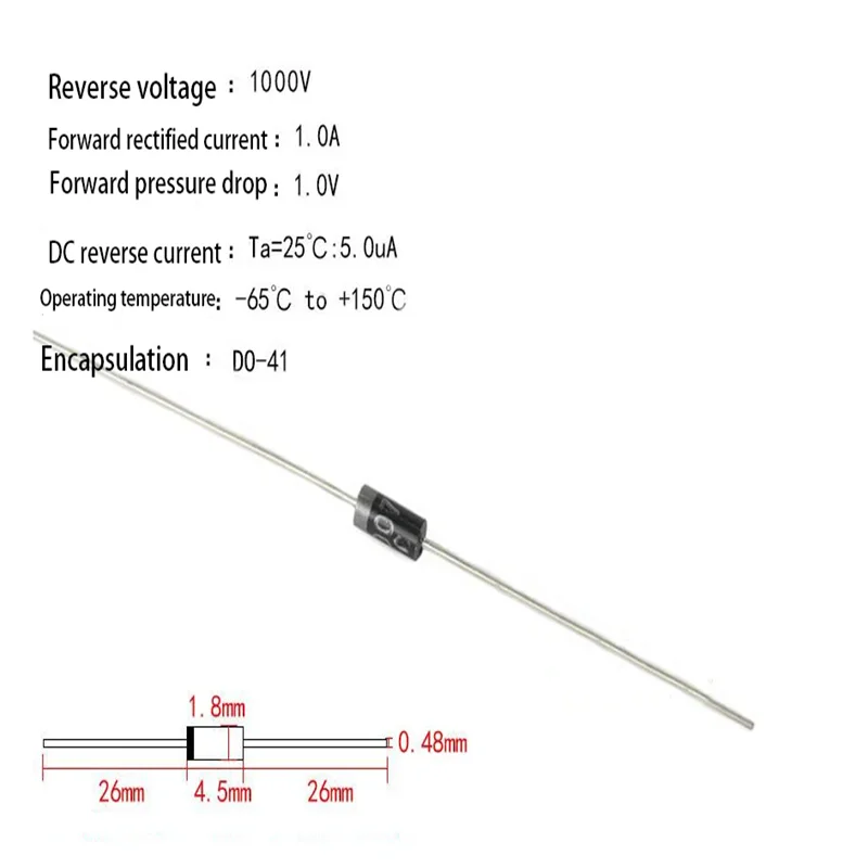 SX 100pcs/lot 1N4007 4007 1A 1000V DO-41 Rectifier Diode New Original