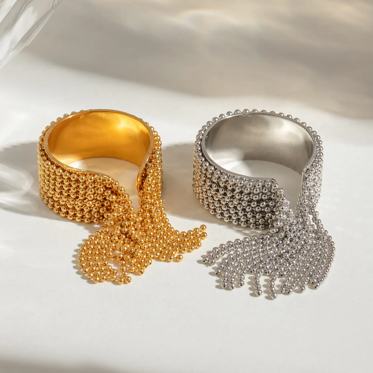 

New Stainless Steel Fringe Ring, Adjustable Open Stacking Ring for Men & Women, Boho Chic Unisex Jewelry Gift Idea