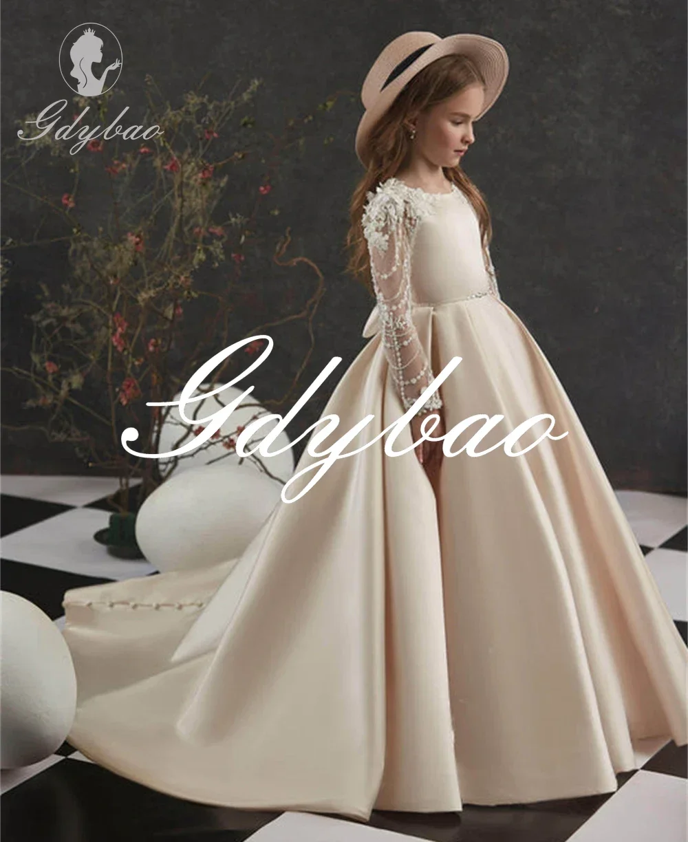 

Princess Flower Elegant First Communion Dress Long Ball Classic Formal Luxury Wedding Flower Girl Dress Customized New 2025