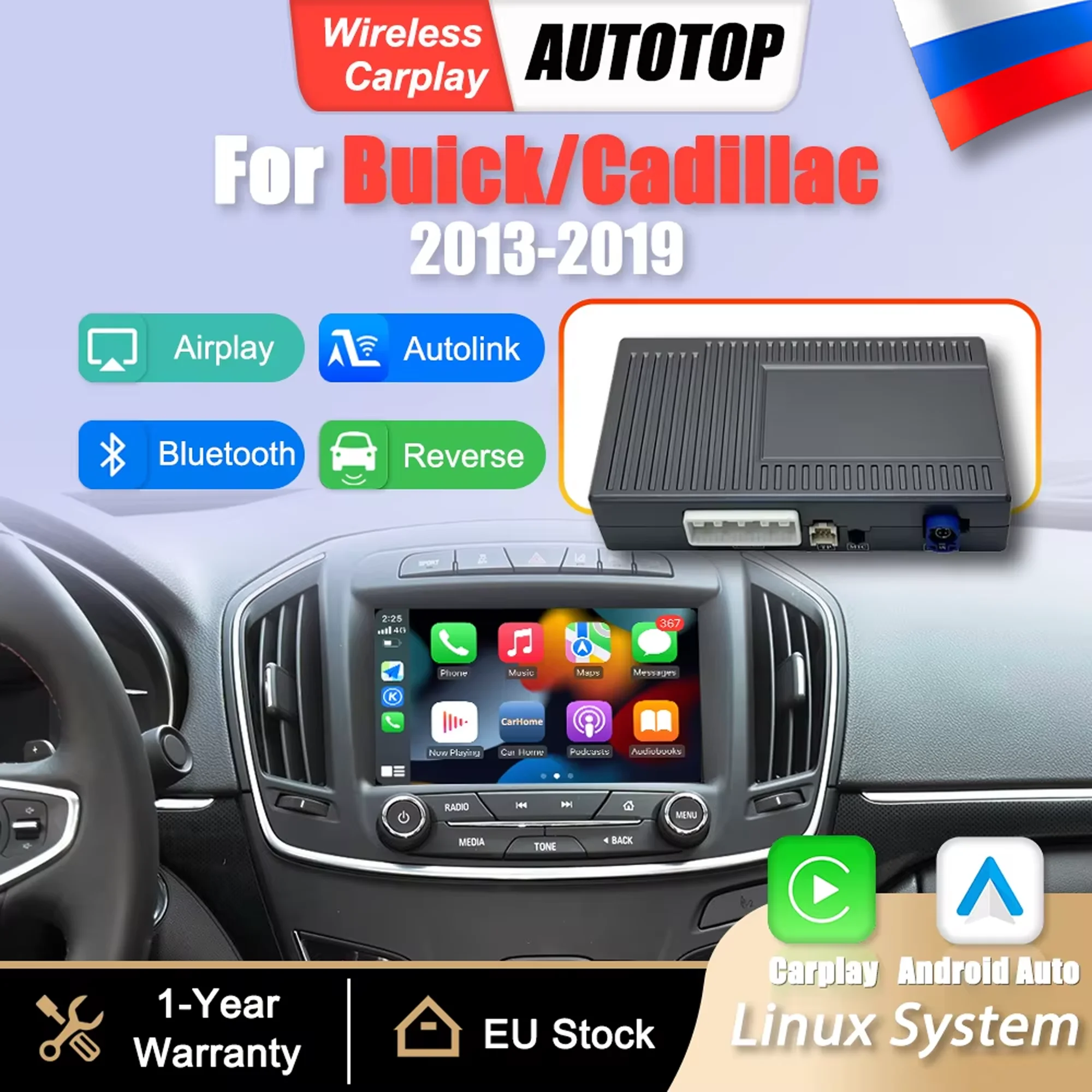 Adaptateur d'interface sans fil CarPlay Android Auto pour Buick Regal LaCrosse Opel Insignia Chevrolet Cadillac GMC, boîte de liaison miroir, Airplay, BT, module de navigation GPS