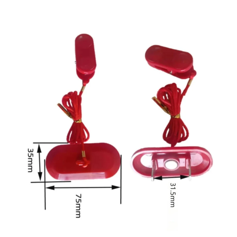 Treadmill Safety Key 2 pcs Replacement Double Insert 75x35mm Red Body for Console Stop Function Pull Cord Clip