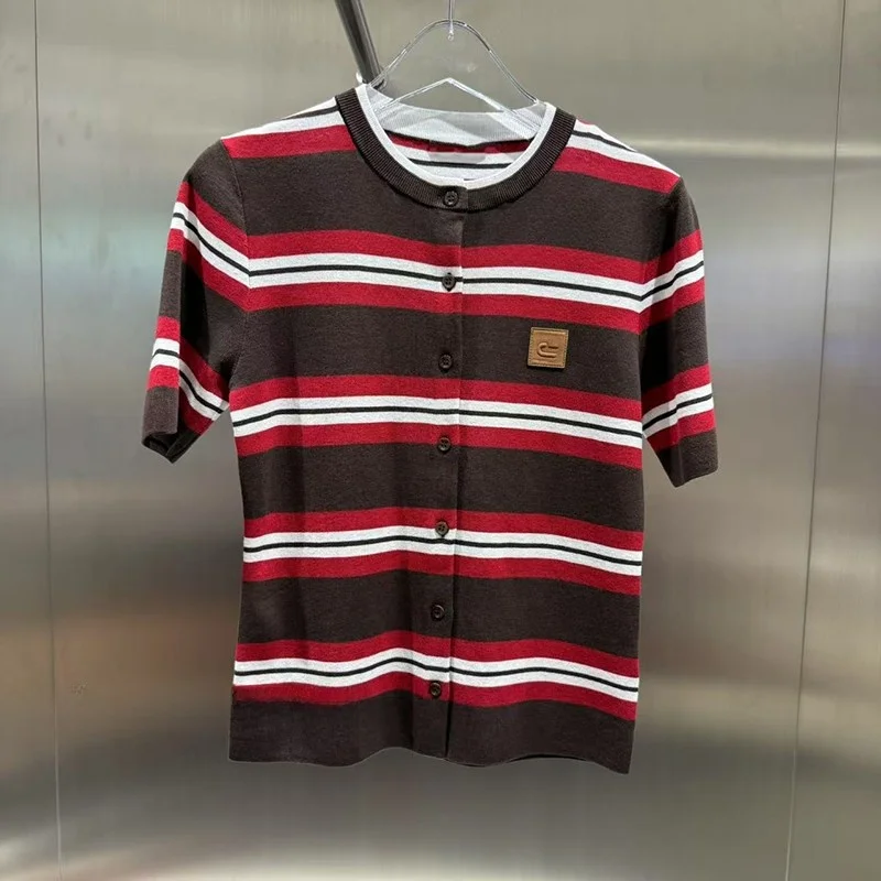 

Повседневный вязаный свитер с круглым вырезом и коротким рукавом для женщин, простой элегантный топ для офиса, высококачественная модная осенняя новинка