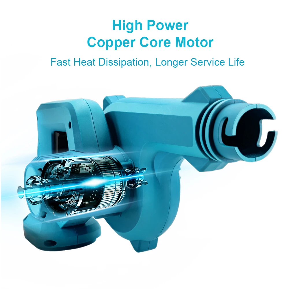 Battery Cordless Electric Air Blower Vacuum Cleannig Blower Suction Leaf Blower Dust Cleaner Power Tool for Makita 18V Battery