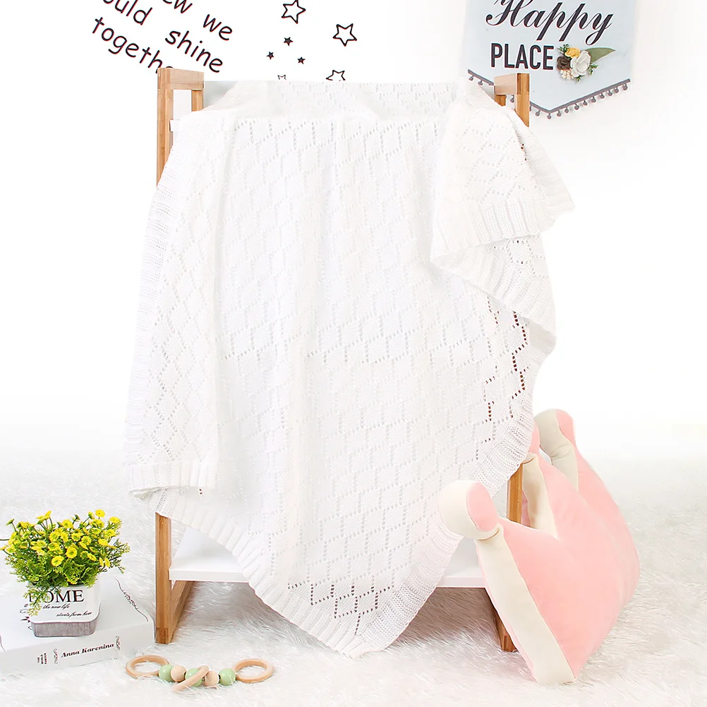 طفل بطانية اللون محبوك الجوف التدريجي عربة طفل بطانية الخريف الشتاء خفيفة الوزن الرضع غطاء دافئ #3