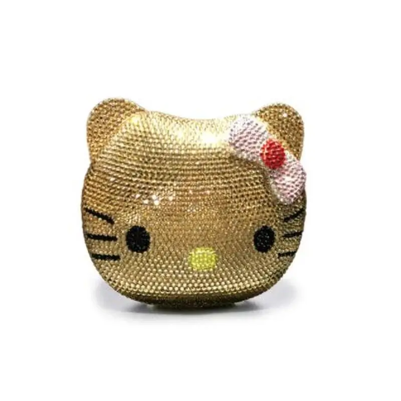 Hello Kitty New Anime Cartoon Shape Rhinestone Full Of Diamonds Dinner Bag Handmade Diamond-set Girl Lady Gifts Christmas Gifts