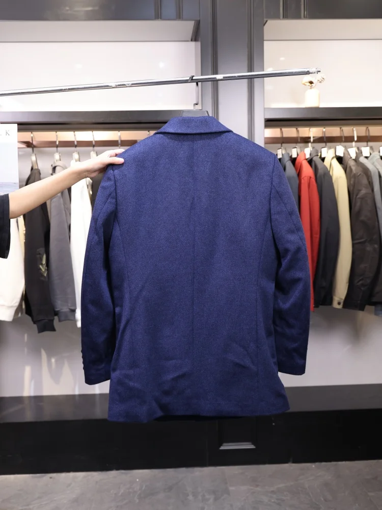 Homesi 2025 осень-зима мужской простой костюм с воротником 00 шерстяное повседневное пальто средней длины Faion Urban Sle молодежная верхняя одежда