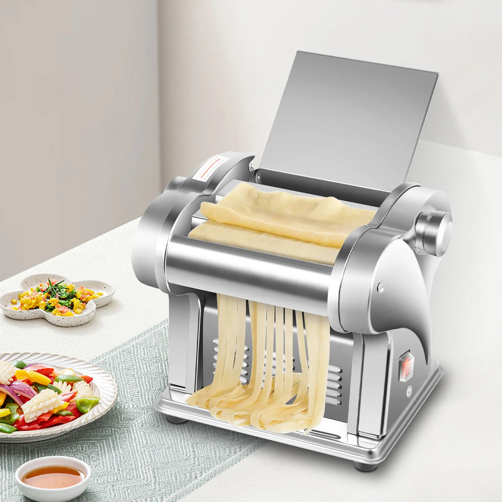 

BYMAOCAR 2-Blade Stainless Steel Double Press Commercial Electric Pasta Maker for Lasagna, Homemade Pasta & Noodles