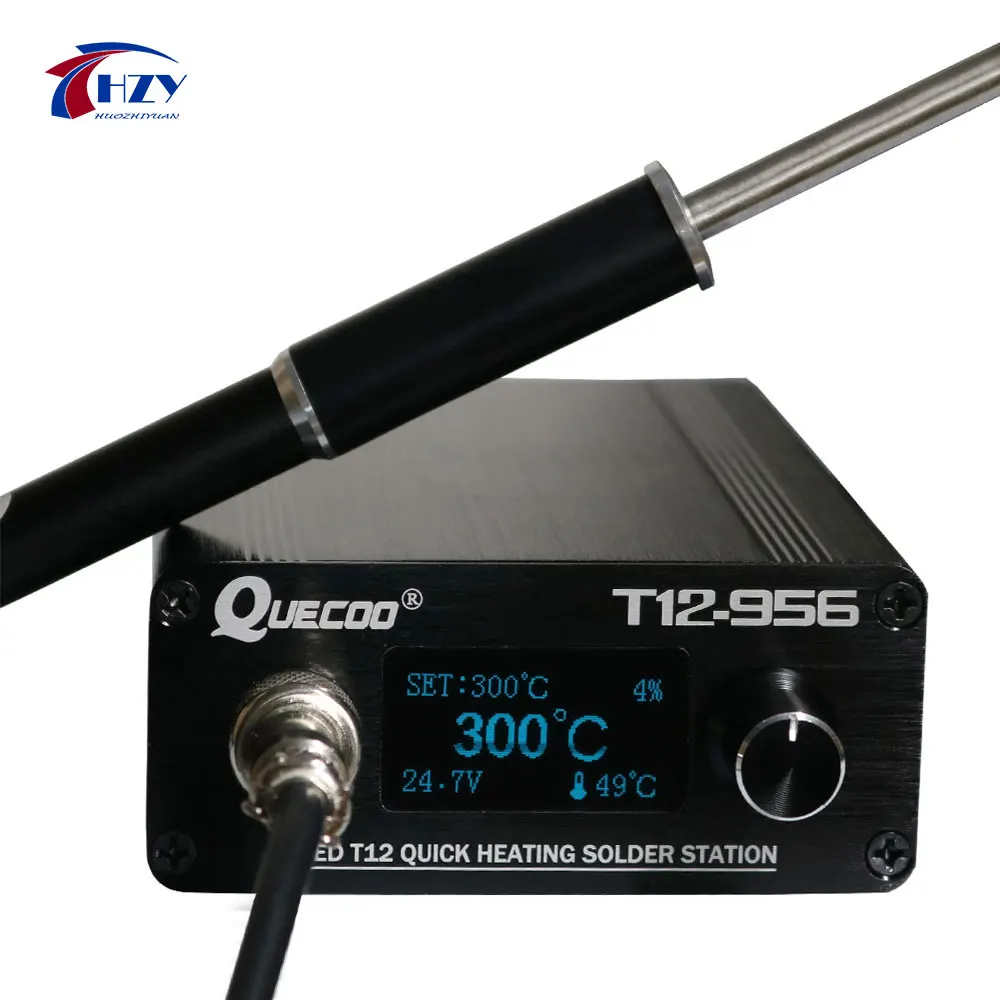 

QUECOO T12-956 Soldering Digital Station Electronic Soldering iron OLED 1.3inch with Black M8 handle and T12 soldering iron tips