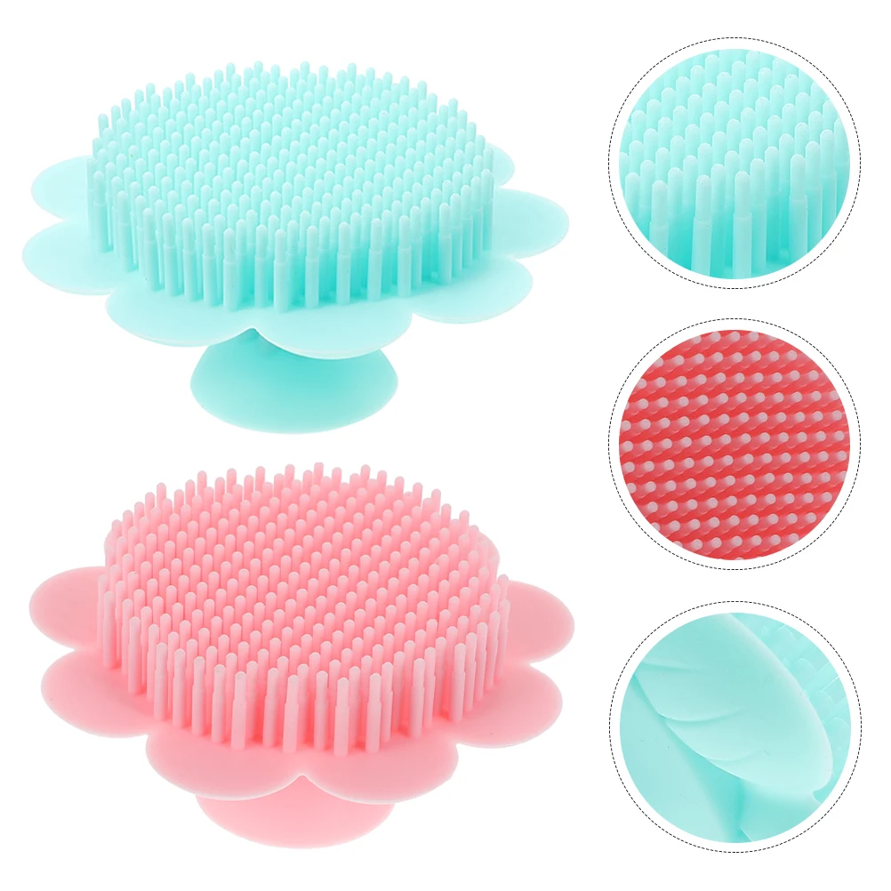 

2 Pcs Hair Shampoo Brush Tools for Infant Shower Silica Gel Newborn Bath