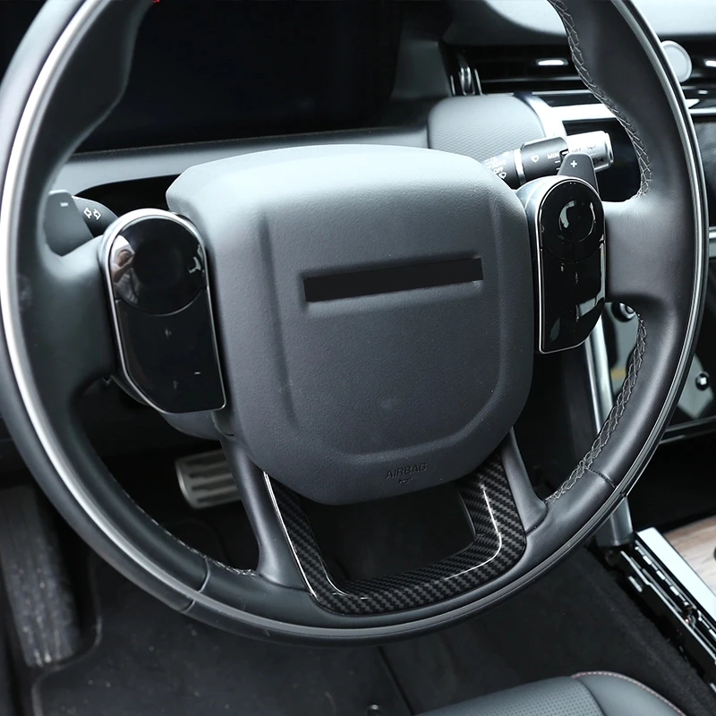 For Range Rover Velar Sports Evoque For Land Rover Discover Sport ABS Carbon Fiber Steering Wheel Frame Decoration Cover Trim