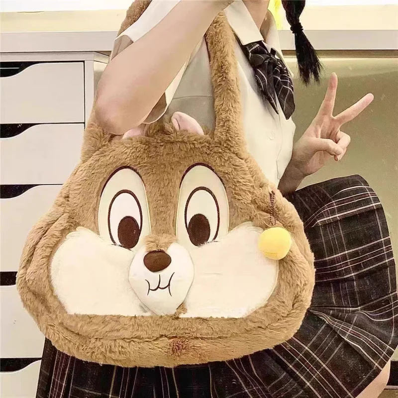 

Anime Disney Chip Plush Toys Shoulder Bag Handbag Soft Stuffed Doll Cartoon Cute Creative Large Capacity Plush Bag Children Gift