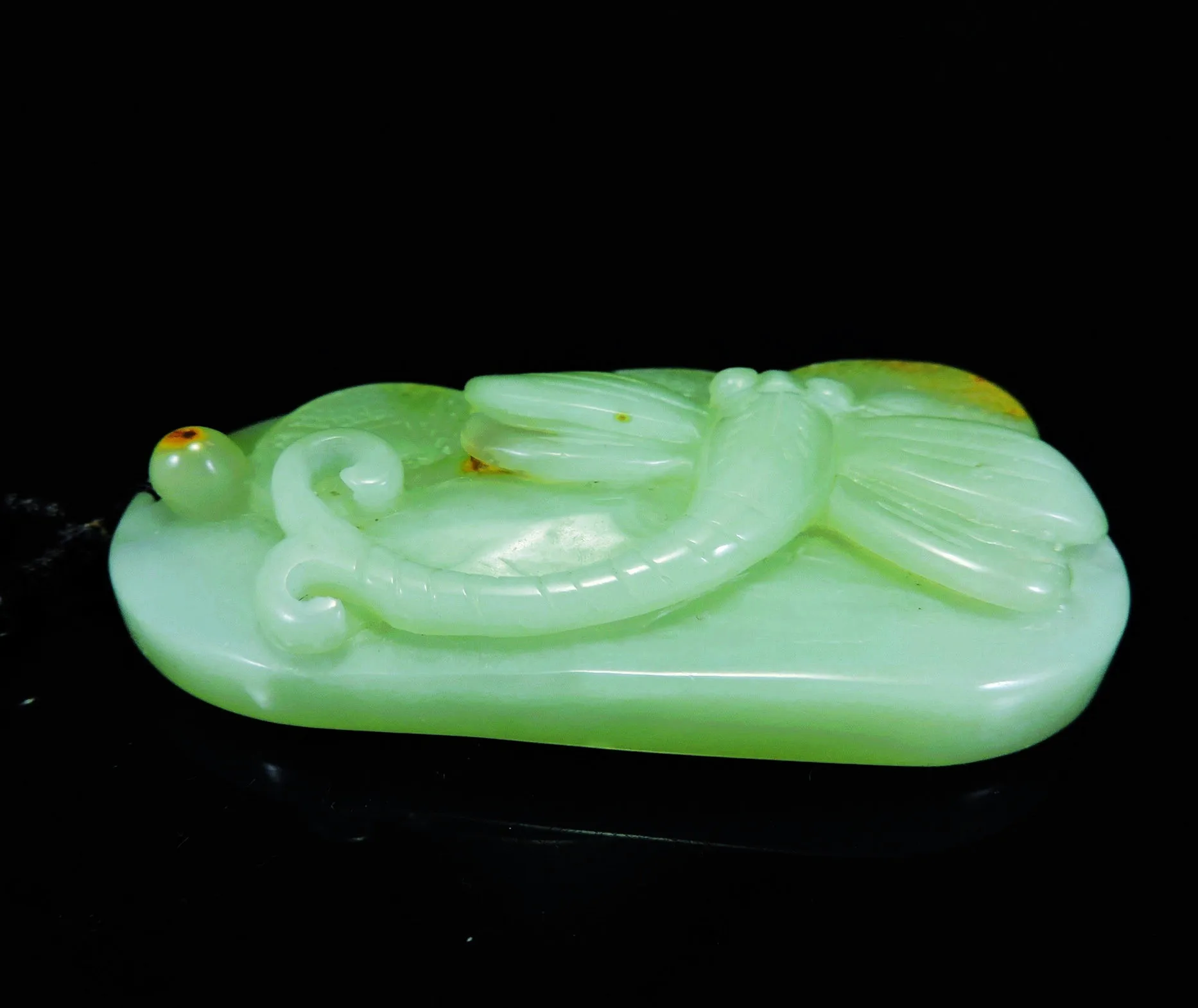 Jade Jewelry Natural Jade Pendant Necklace Hand-Carved dragonfly&coin Jadeite Necklace Pendant Gift No Treatment 771i