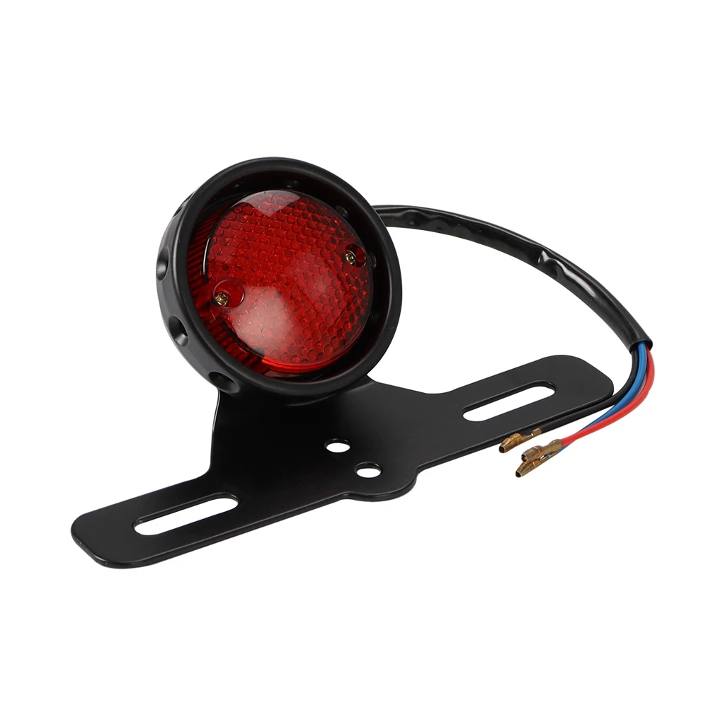 Motorcycle Rear Tail Brake Stop Light LED Retro Red Lamp W/ License Plate Mount for Harley Honda Suzuki Chopper Bobber