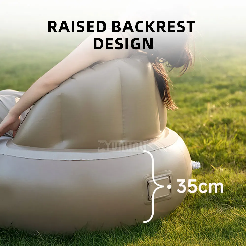 Single-Person Portable Air Mattress; Self-Inflating Sofa Outdoor Camping Folding Inflatable Lounger 