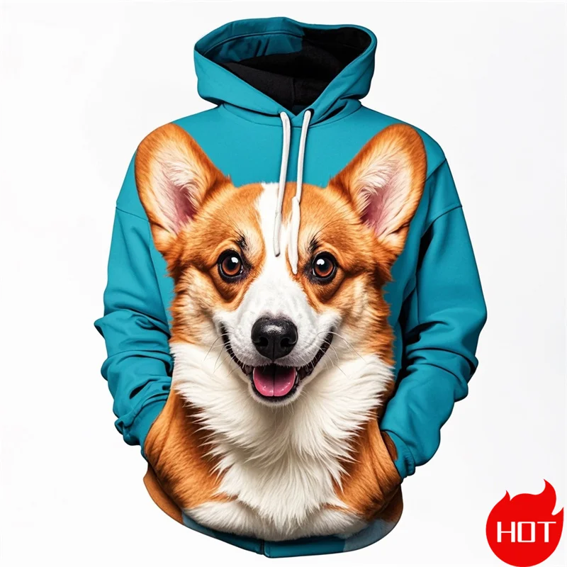 Autumn Harajuku 3D Printing Pembroke Welsh Corgi Hoodies For Men Cute Animal Corgi Graphic Hooded Hoody Fashion Sweatshirts Tops